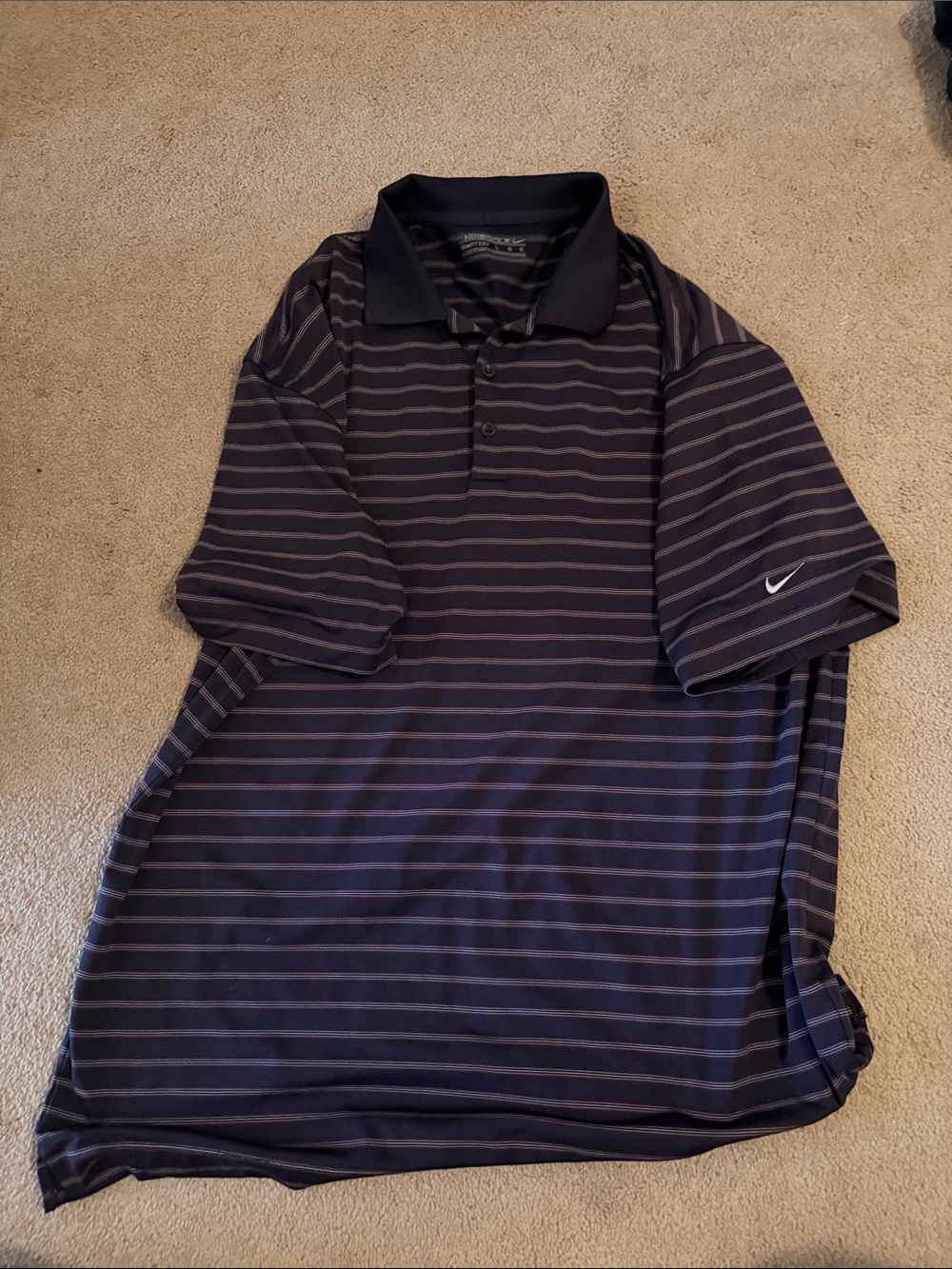Nike Men's Navy & Black Striped Polo